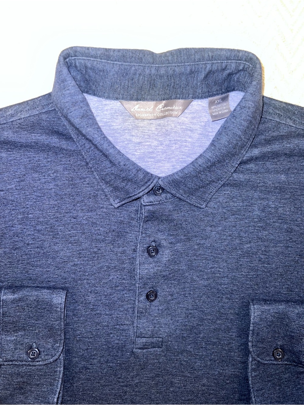Daniel Cremieux Signature Collection Men's 2XL Heathered Navy LS Polo